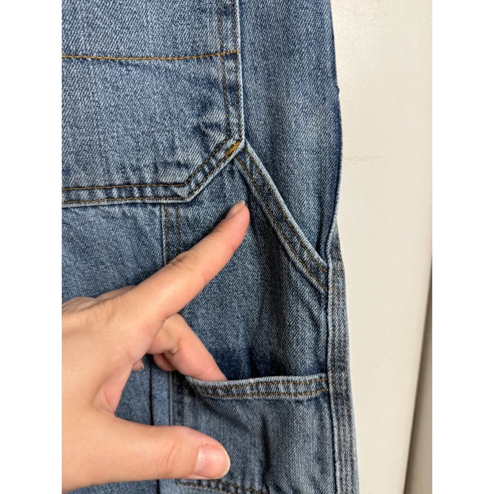 Faded Glory Men's Jeans 36x30 Blue Denim Carpenter Baggy Straight Leg Distressed